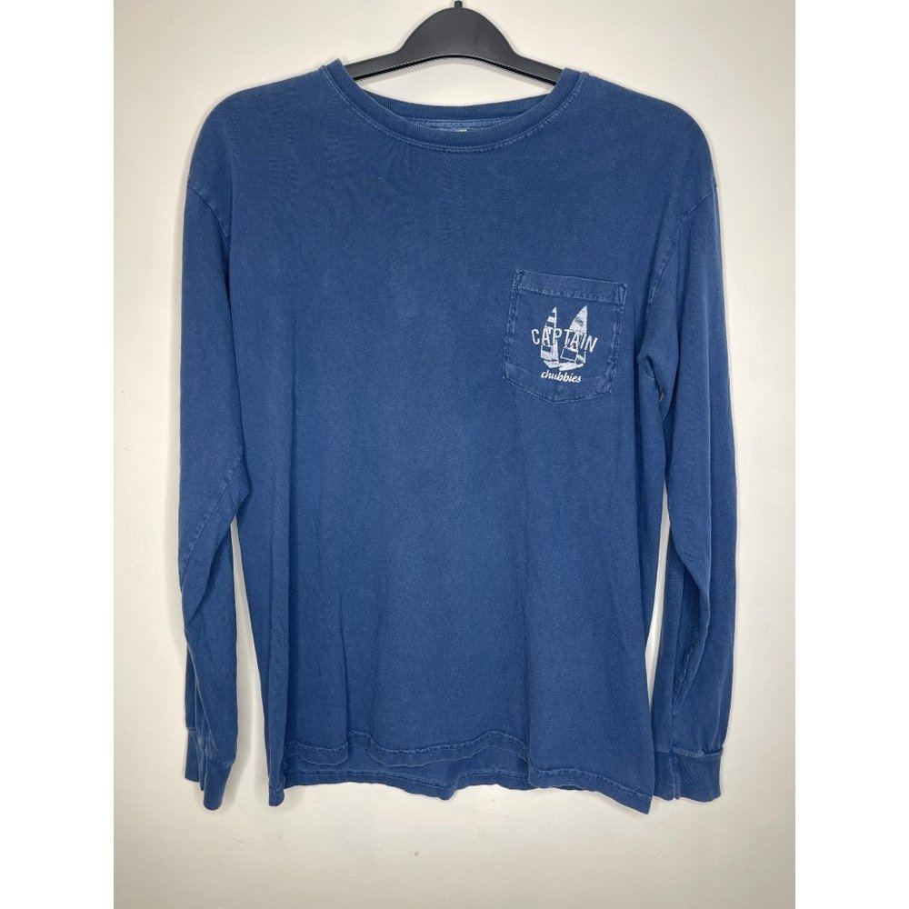 Chubbies Mens Long Sleeve Blue T-Shirt Size Medium 100% Cotton